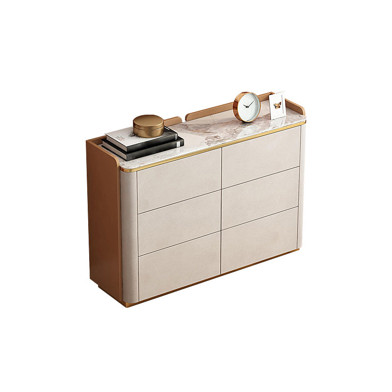 Glam Horizontal Stone Storage Chest Bedroom Chest in White with Drawers