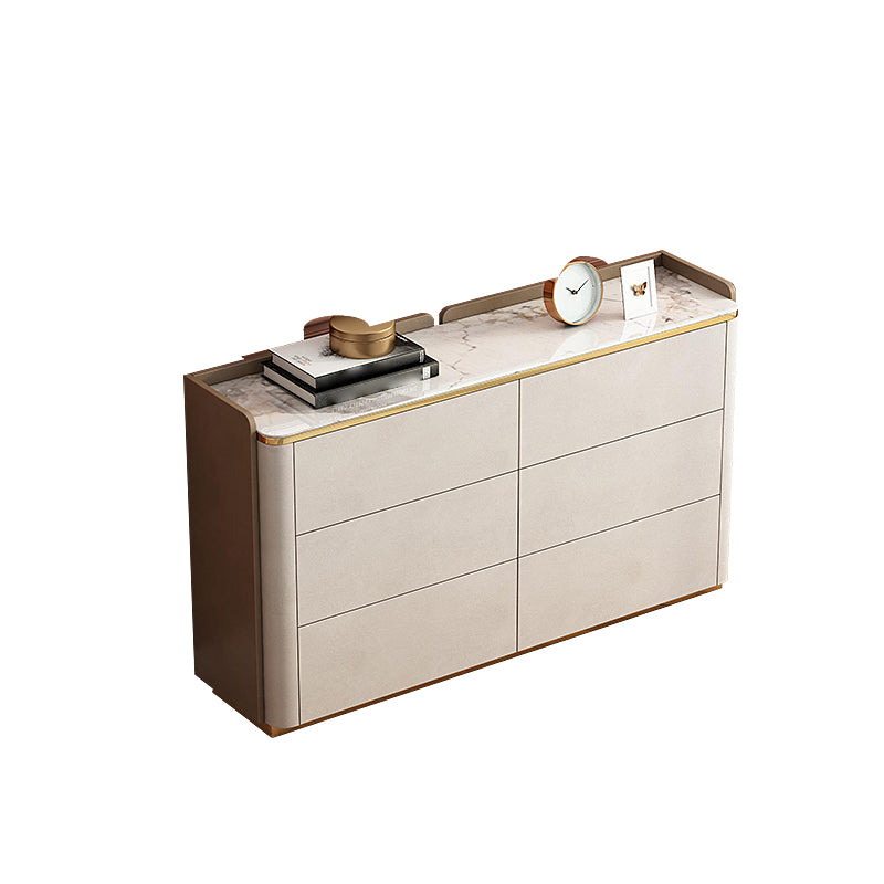 Glam Horizontal Stone Storage Chest Bedroom Chest in White with Drawers
