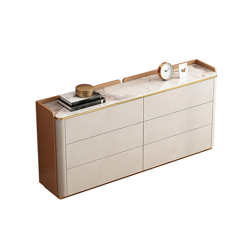 Glam Horizontal Stone Storage Chest Bedroom Chest in White with Drawers