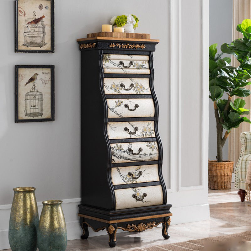 Traditional Storage Chest Solid Wood Storage Chest Dresser with 7 Drawers