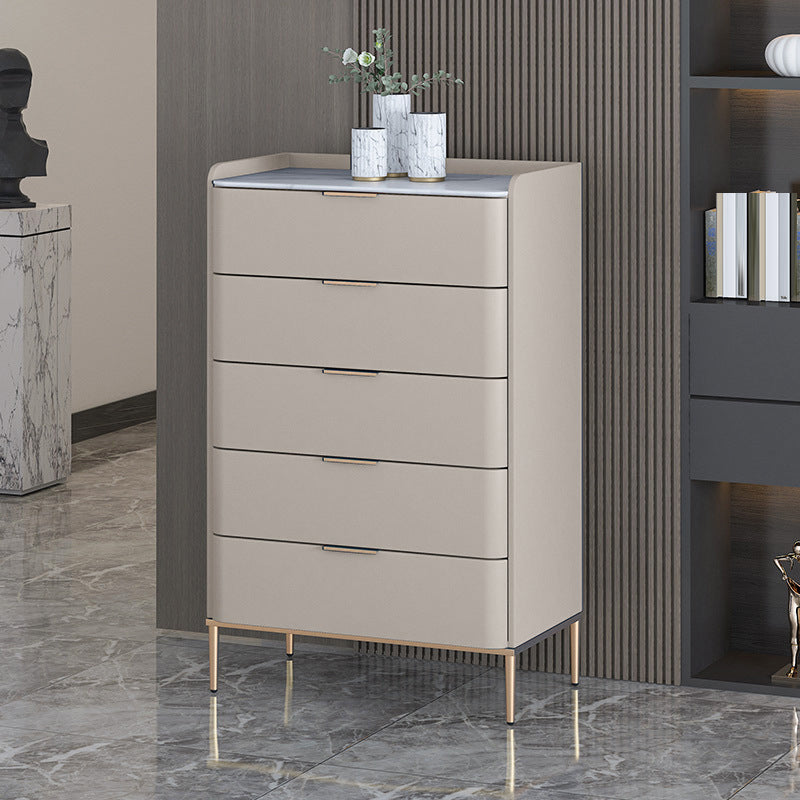 Vertical Glam Stone Storage Chest Bedroom Chest with Drawers