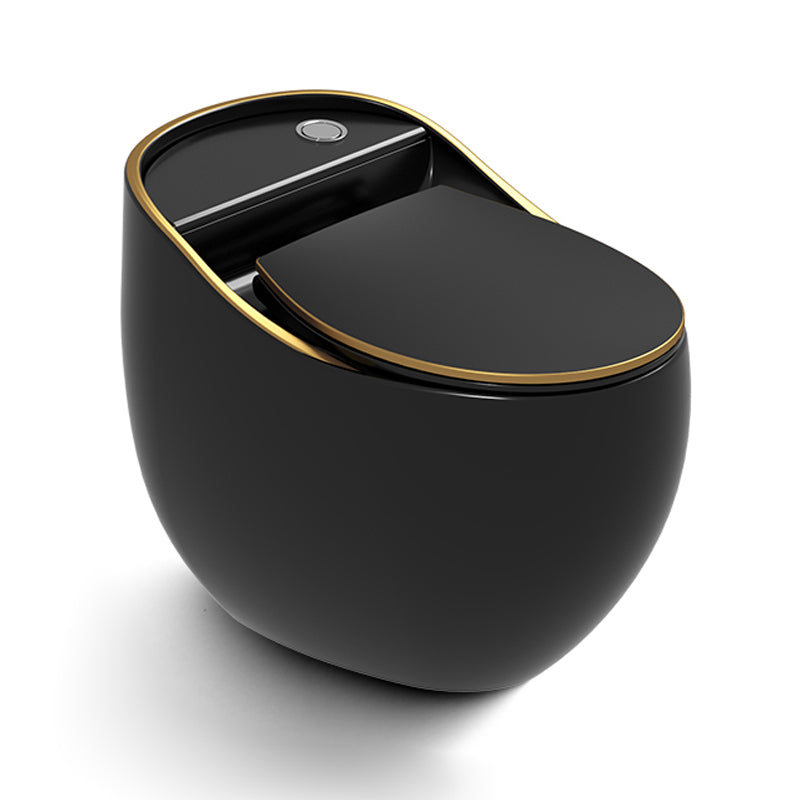 1-Piece Round Flush Toilet 0.8/1.28 GPF Ceramic Toilet Bowl for Bathroom