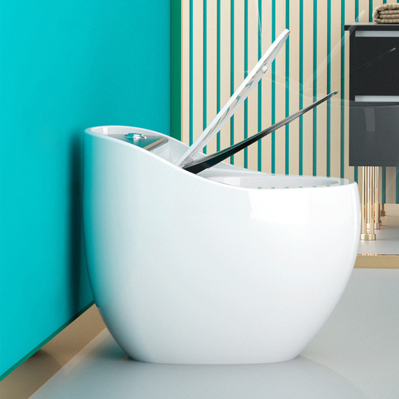 1-Piece Round Flush Toilet 0.8/1.28 GPF Ceramic Toilet Bowl for Bathroom