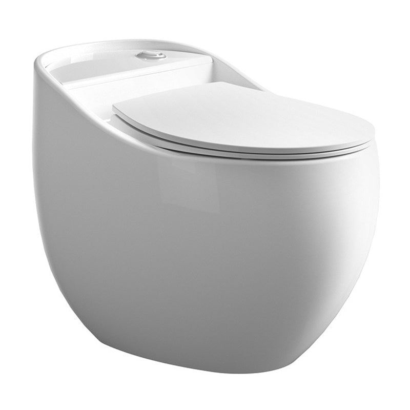 1-Piece Round Flush Toilet 0.8/1.28 GPF Ceramic Toilet Bowl for Bathroom