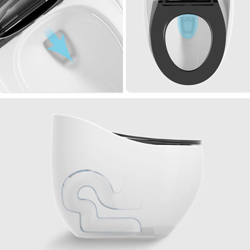 1-Piece Round Flush Toilet 0.8/1.28 GPF Ceramic Toilet Bowl for Bathroom