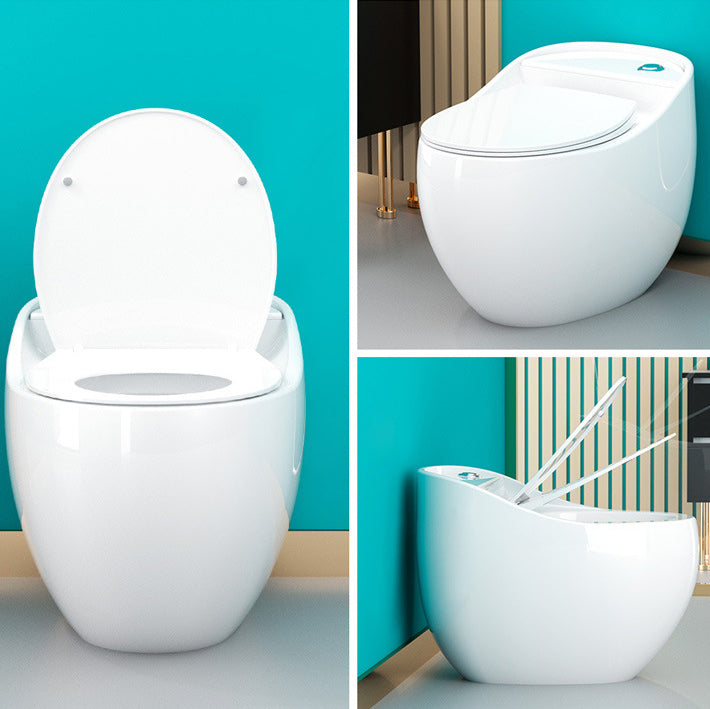 1-Piece Round Flush Toilet 0.8/1.28 GPF Ceramic Toilet Bowl for Bathroom