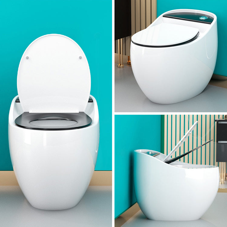 1-Piece Round Flush Toilet 0.8/1.28 GPF Ceramic Toilet Bowl for Bathroom