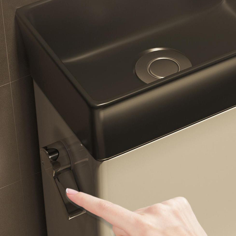 1-Piece Elongated Flush Toilet Ceramic Toilet Bowl with Wash Basin