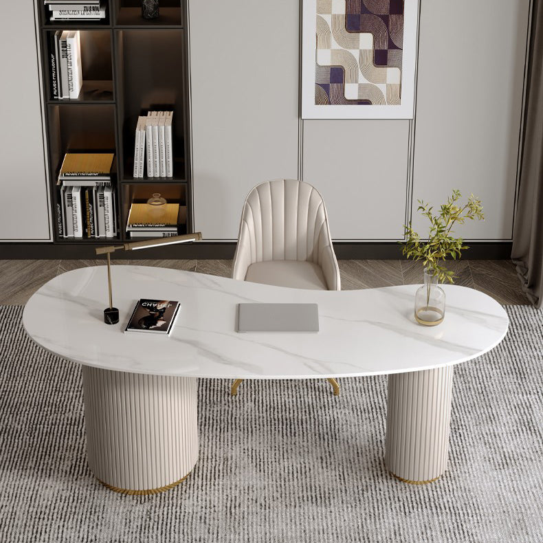 Modern Stone Office Desk 29.53" Tall Writing Desk with 3 Drawers
