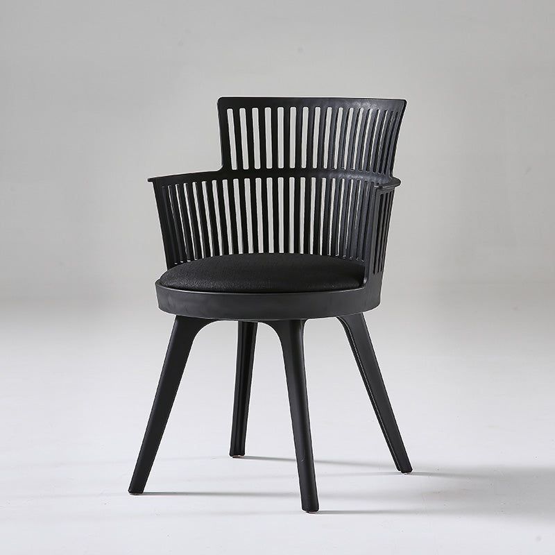 Glam Plastic Frame Dining Armchair Upholstered Fabric Arm Chair