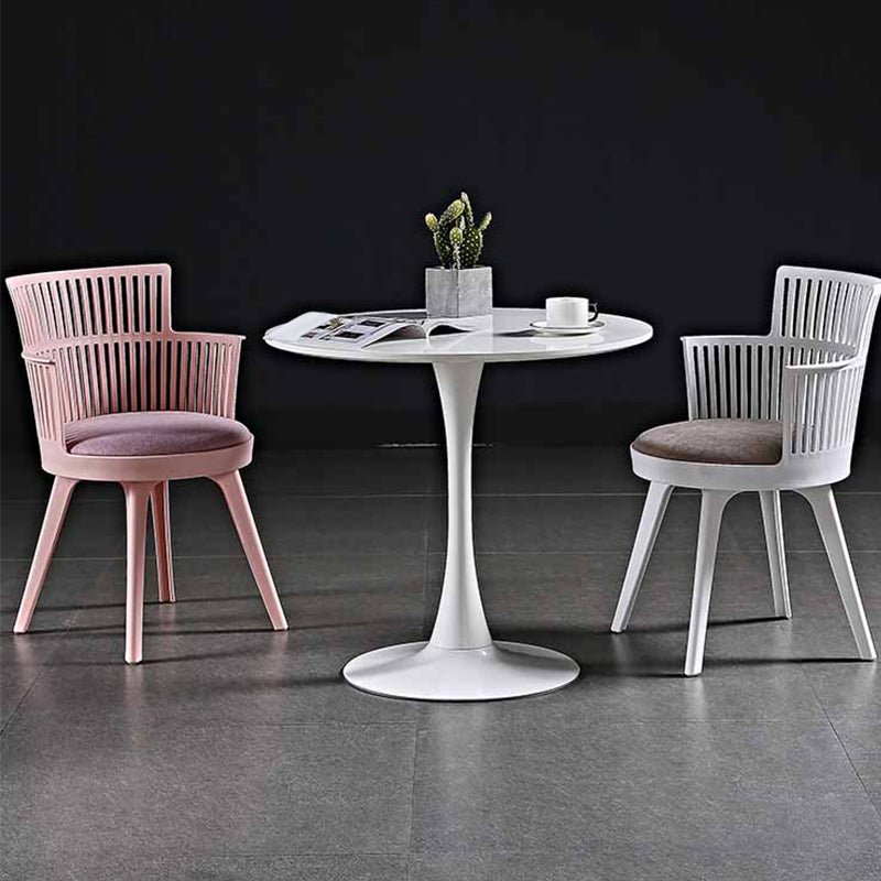 Glam Plastic Frame Dining Armchair Upholstered Fabric Arm Chair