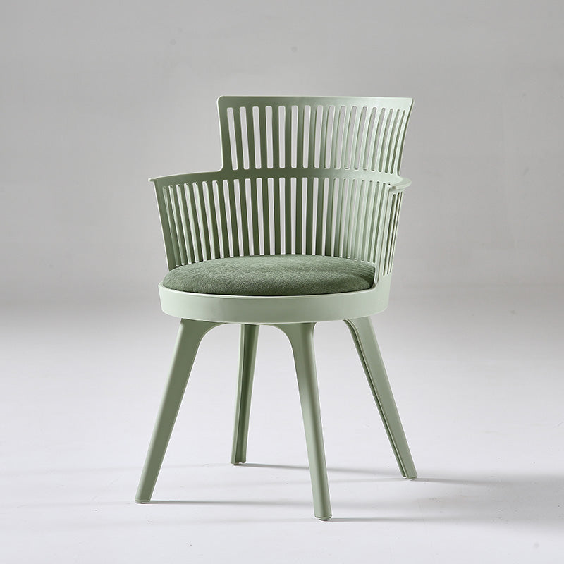 Glam Plastic Frame Dining Armchair Upholstered Fabric Arm Chair