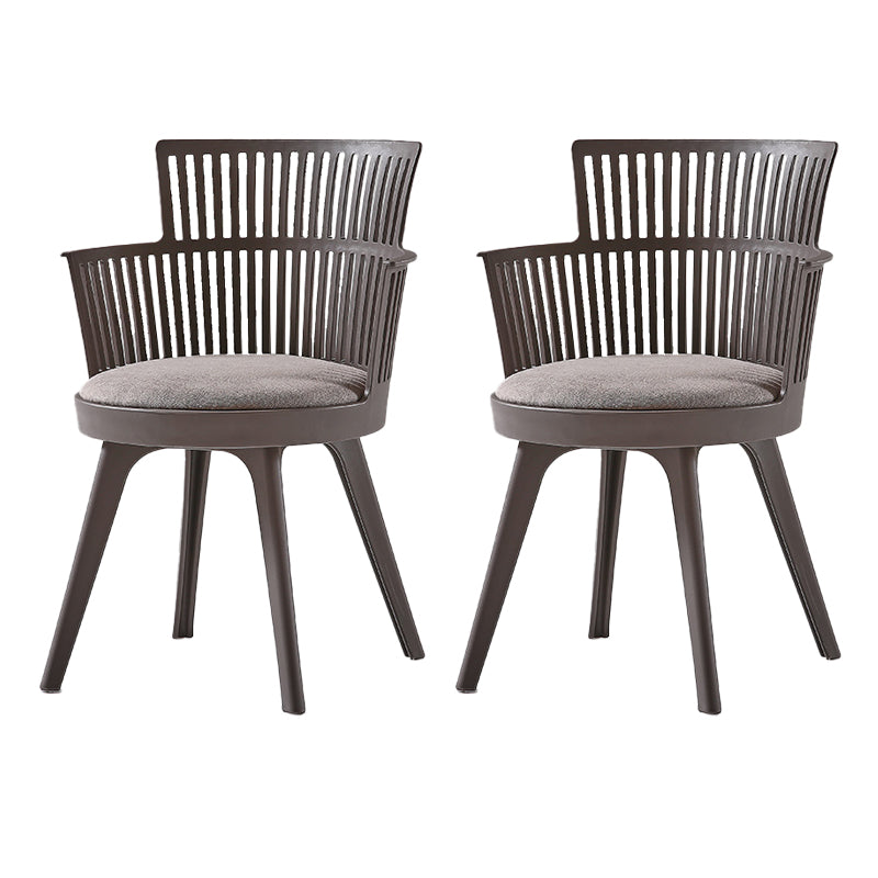 Glam Plastic Frame Dining Armchair Upholstered Fabric Arm Chair