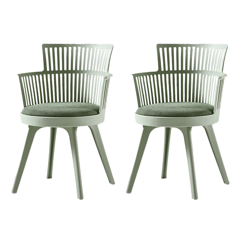 Glam Plastic Frame Dining Armchair Upholstered Fabric Arm Chair