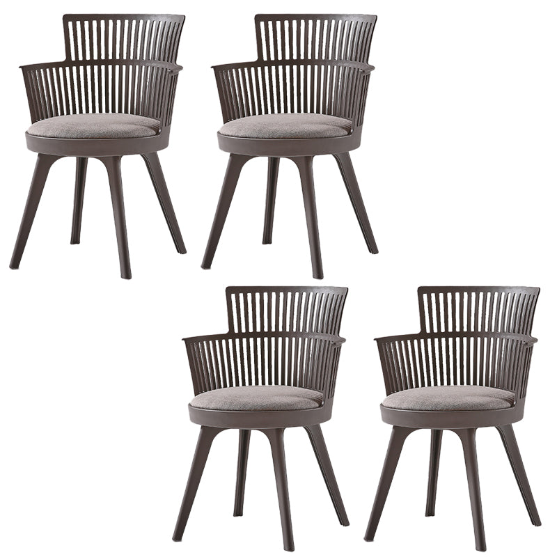 Glam Plastic Frame Dining Armchair Upholstered Fabric Arm Chair