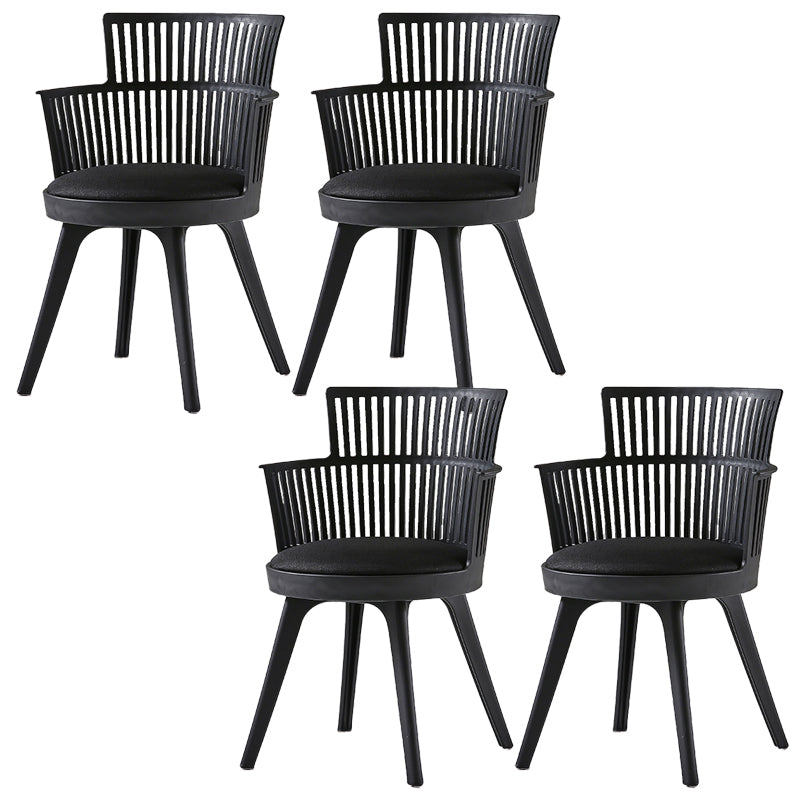 Glam Plastic Frame Dining Armchair Upholstered Fabric Arm Chair