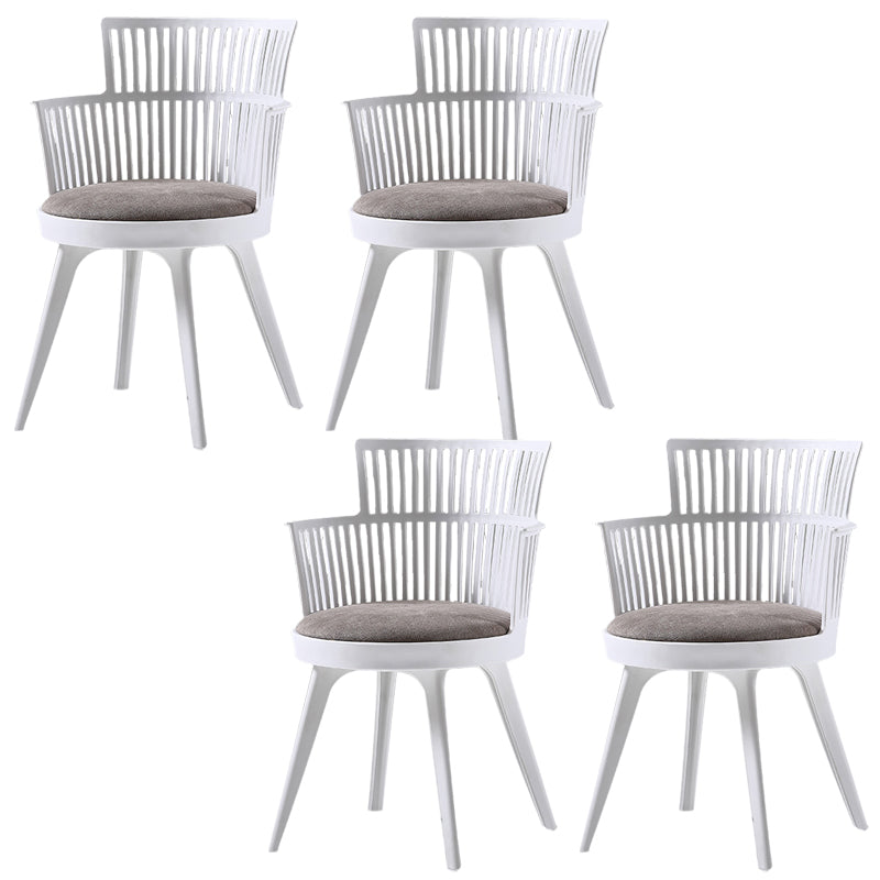 Glam Plastic Frame Dining Armchair Upholstered Fabric Arm Chair