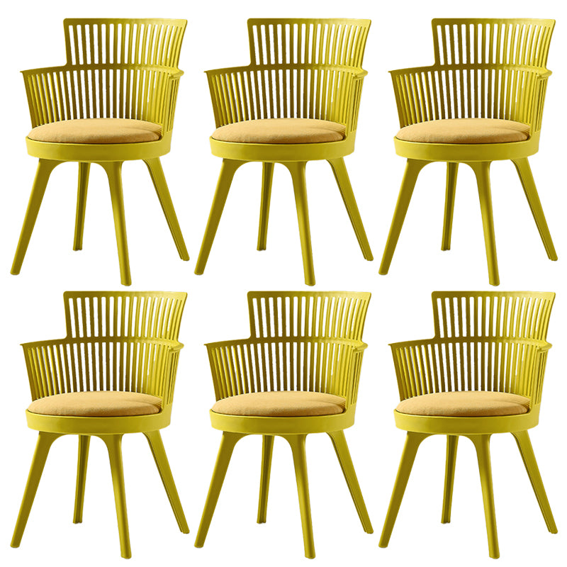 Glam Plastic Frame Dining Armchair Upholstered Fabric Arm Chair