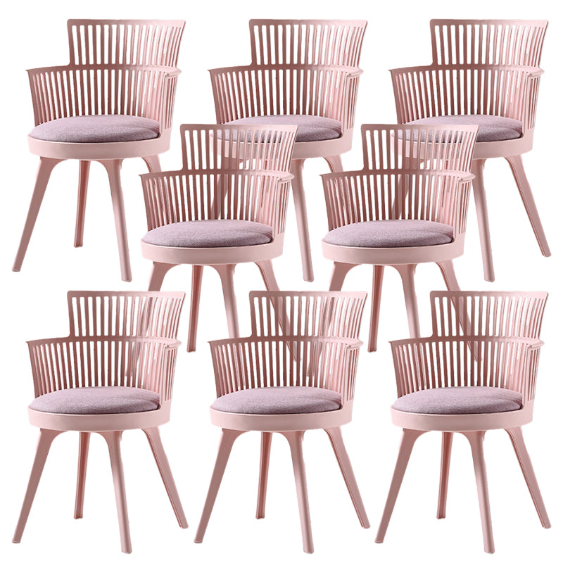 Glam Plastic Frame Dining Armchair Upholstered Fabric Arm Chair