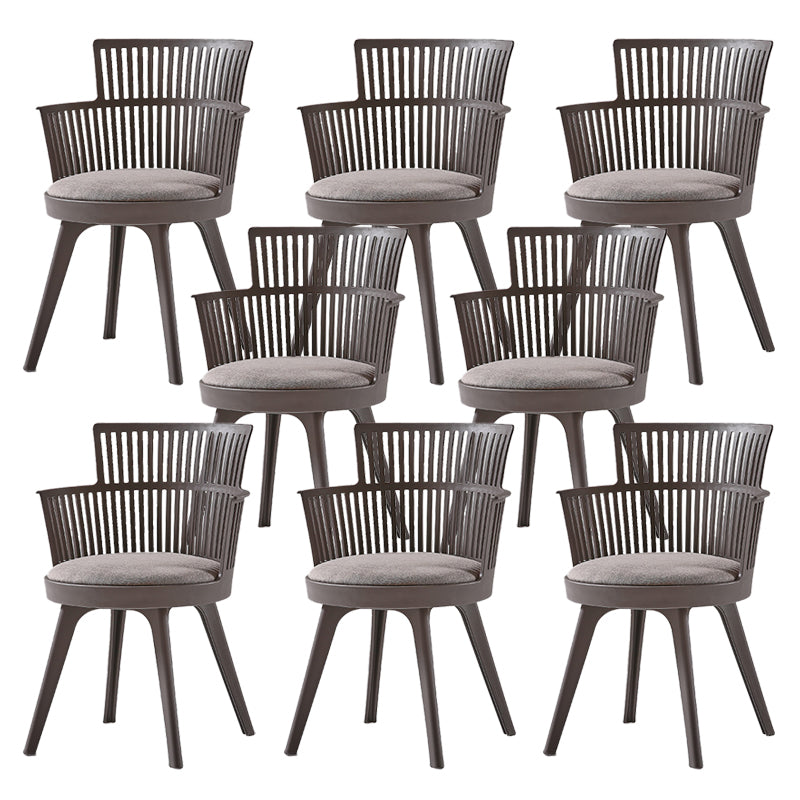 Glam Plastic Frame Dining Armchair Upholstered Fabric Arm Chair