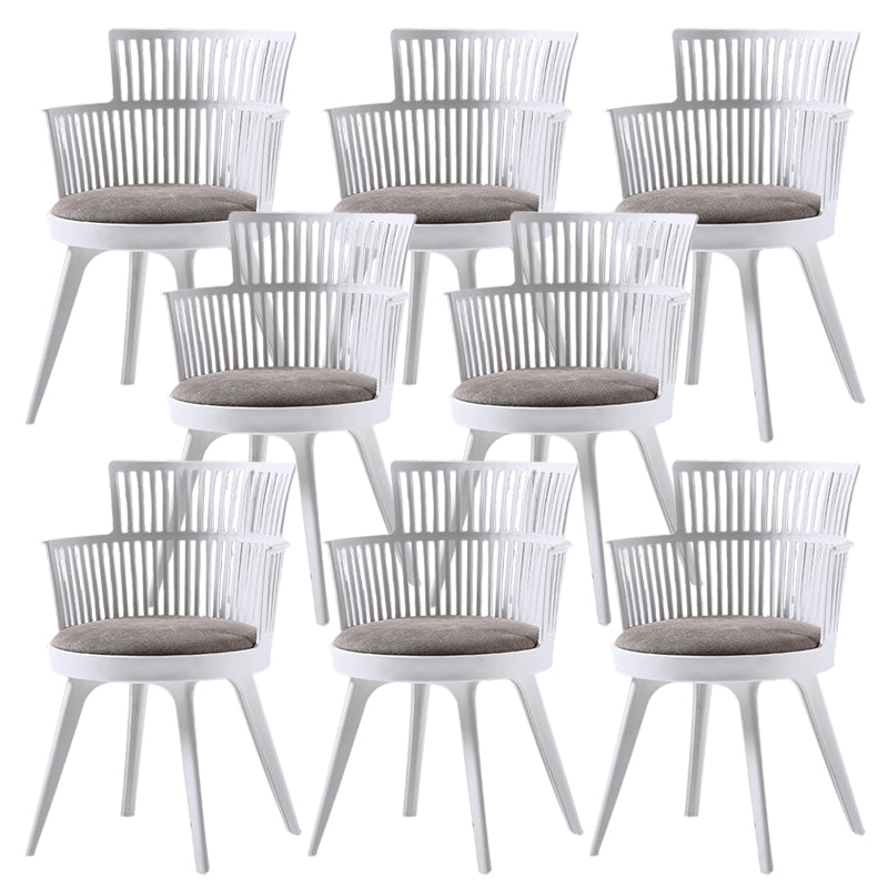 Glam Plastic Frame Dining Armchair Upholstered Fabric Arm Chair