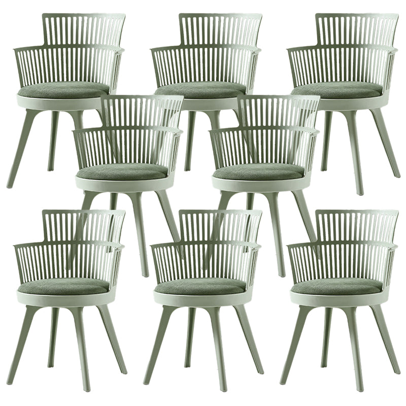 Glam Plastic Frame Dining Armchair Upholstered Fabric Arm Chair