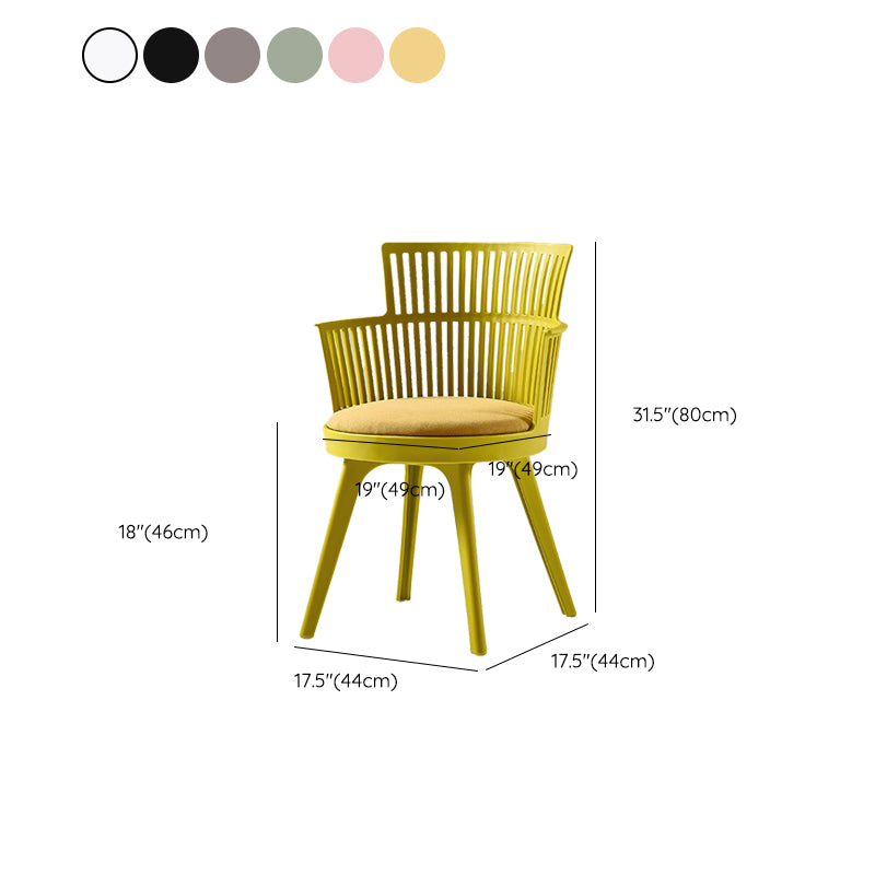 Glam Plastic Frame Dining Armchair Upholstered Fabric Arm Chair