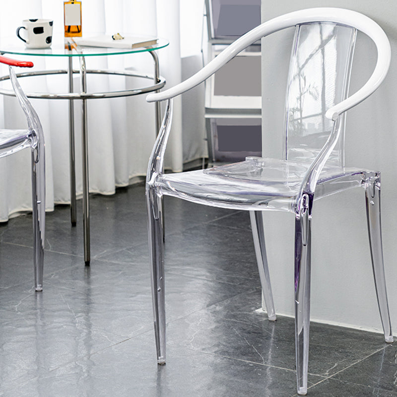 Glam Acrylic Frame Dining Armchair Slat Back Stacking Arm Chair