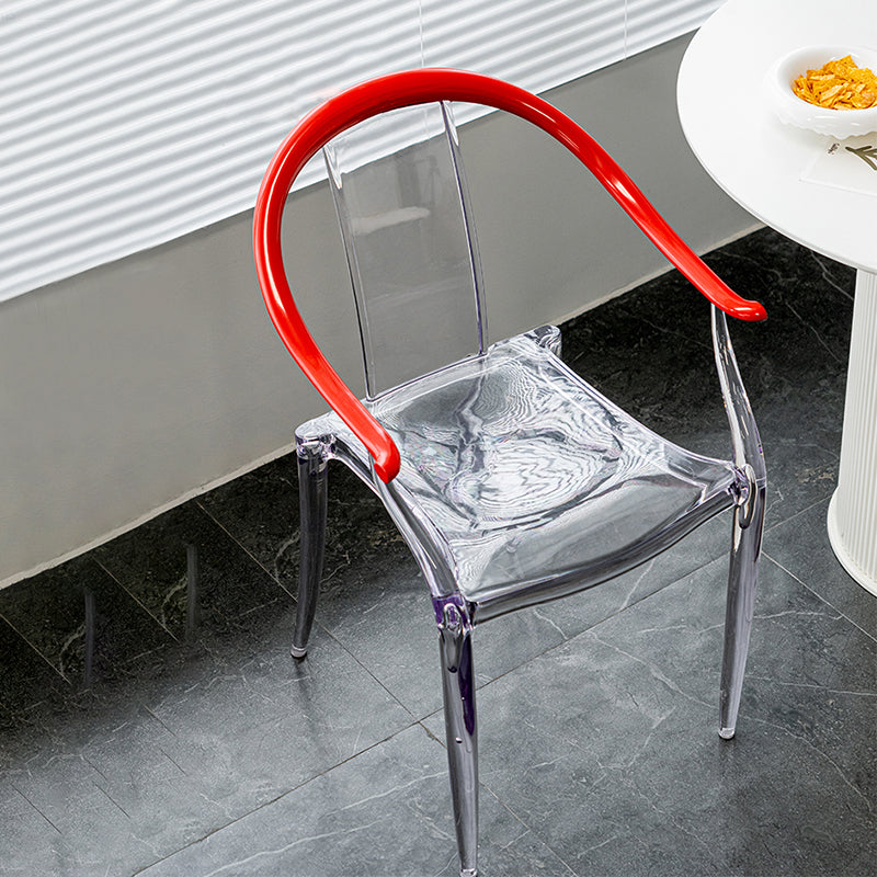 Glam Acrylic Frame Dining Armchair Slat Back Stacking Arm Chair