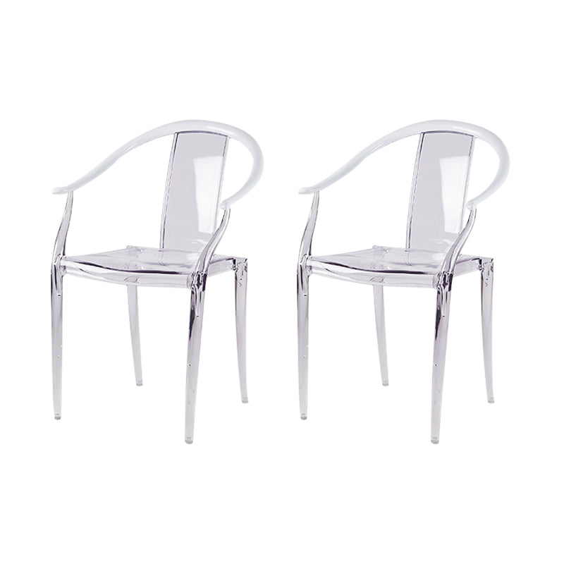 Glam Acrylic Frame Dining Armchair Slat Back Stacking Arm Chair