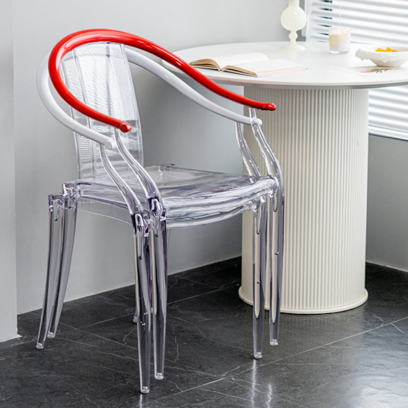 Glam Acrylic Frame Dining Armchair Slat Back Stacking Arm Chair
