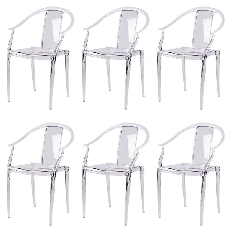 Glam Acrylic Frame Dining Armchair Slat Back Stacking Arm Chair
