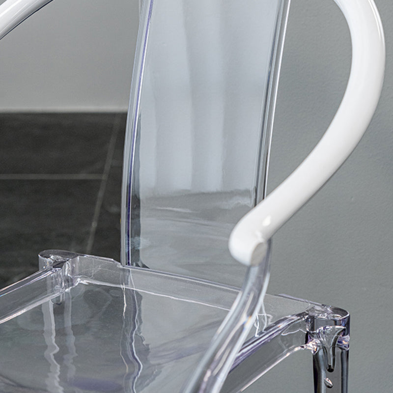 Glam Acrylic Frame Dining Armchair Slat Back Stacking Arm Chair
