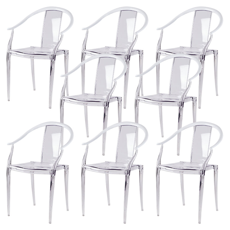 Glam Acrylic Frame Dining Armchair Slat Back Stacking Arm Chair