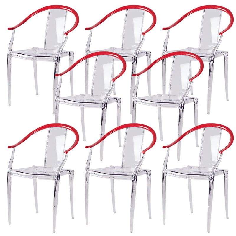 Glam Acrylic Frame Dining Armchair Slat Back Stacking Arm Chair