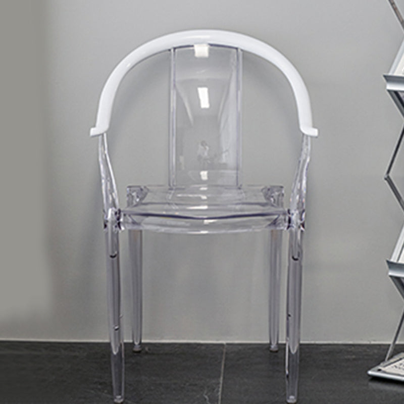 Glam Acrylic Frame Dining Armchair Slat Back Stacking Arm Chair