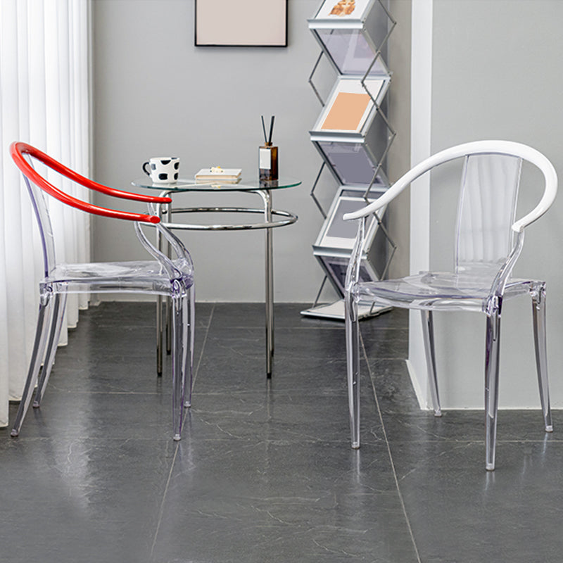 Glam Acrylic Frame Dining Armchair Slat Back Stacking Arm Chair
