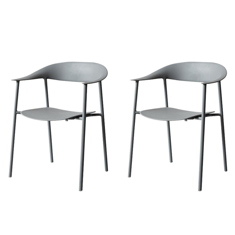 Modern Indoor-Outdoor Dining Arm Chair Plastic Arm Chair with Metal Legs