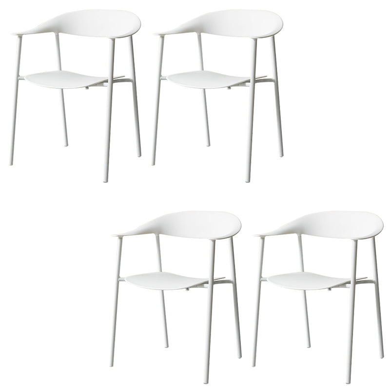 Modern Indoor-Outdoor Dining Arm Chair Plastic Arm Chair with Metal Legs