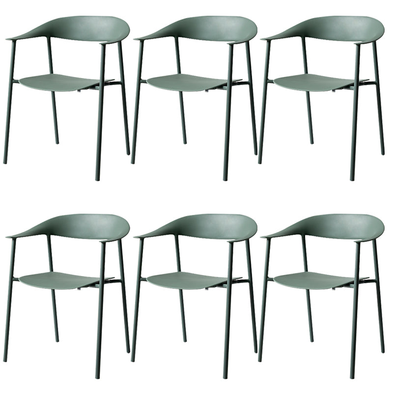 Modern Indoor-Outdoor Dining Arm Chair Plastic Arm Chair with Metal Legs