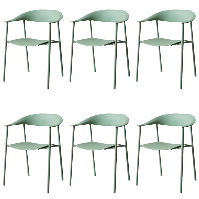 Modern Indoor-Outdoor Dining Arm Chair Plastic Arm Chair with Metal Legs