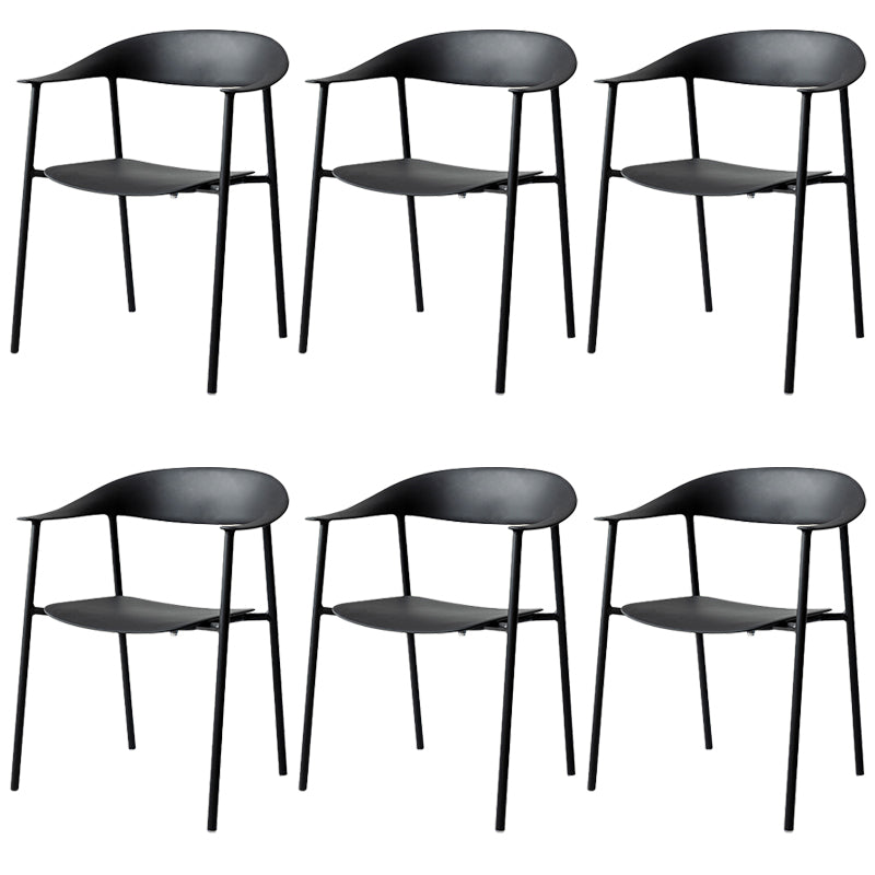Modern Indoor-Outdoor Dining Arm Chair Plastic Arm Chair with Metal Legs