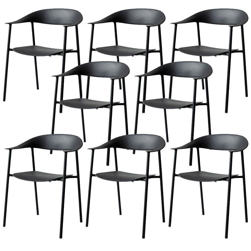 Modern Indoor-Outdoor Dining Arm Chair Plastic Arm Chair with Metal Legs