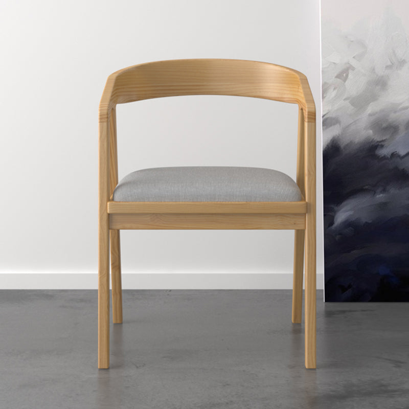 Contemporary Solid Wood Dining Chair Upholstered Fabric Dining Arm Chair