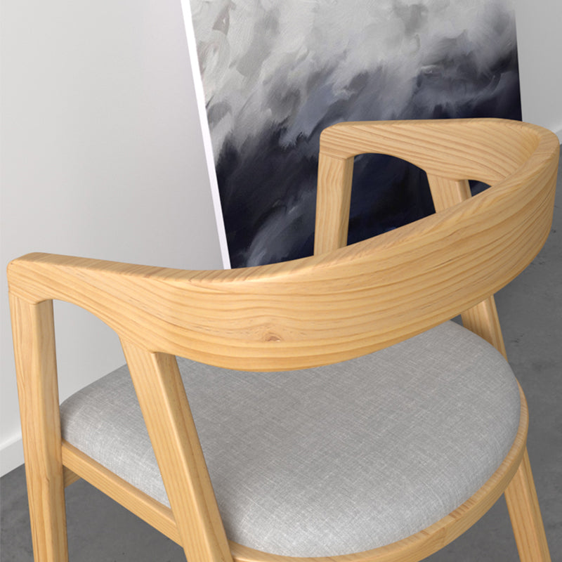 Contemporary Solid Wood Dining Chair Upholstered Fabric Dining Arm Chair
