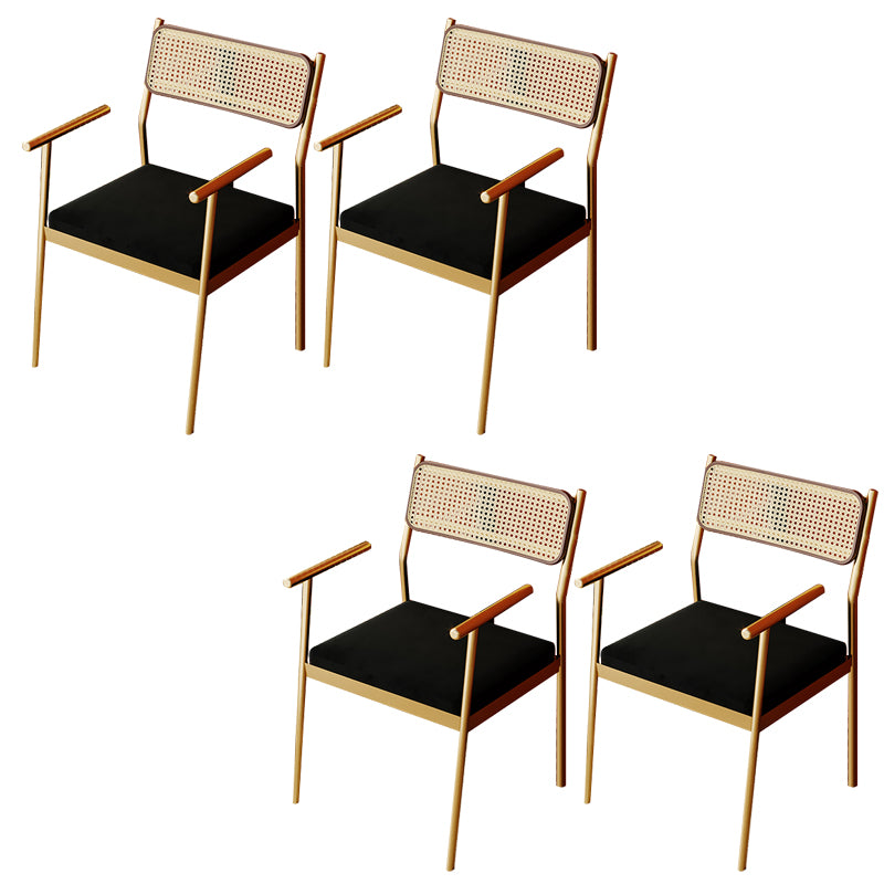 Contemporary Metal Frame Dining Armchair Upholstered Velvet Arm Chair for Home