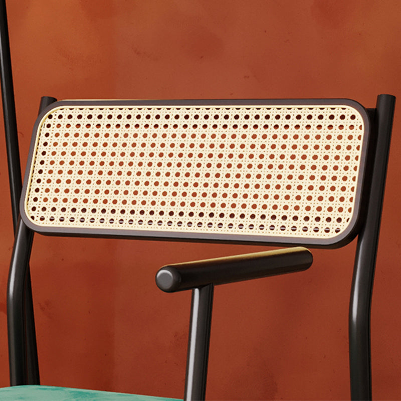 Contemporary Metal Frame Dining Armchair Upholstered Velvet Arm Chair for Home