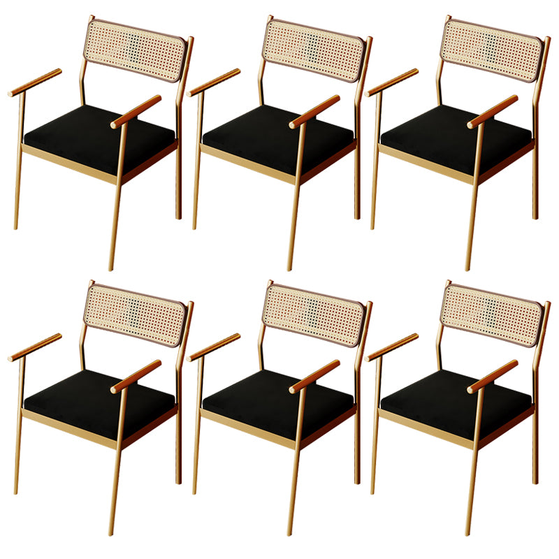 Contemporary Metal Frame Dining Armchair Upholstered Velvet Arm Chair for Home