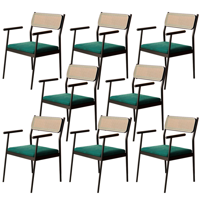 Contemporary Metal Frame Dining Armchair Upholstered Velvet Arm Chair for Home