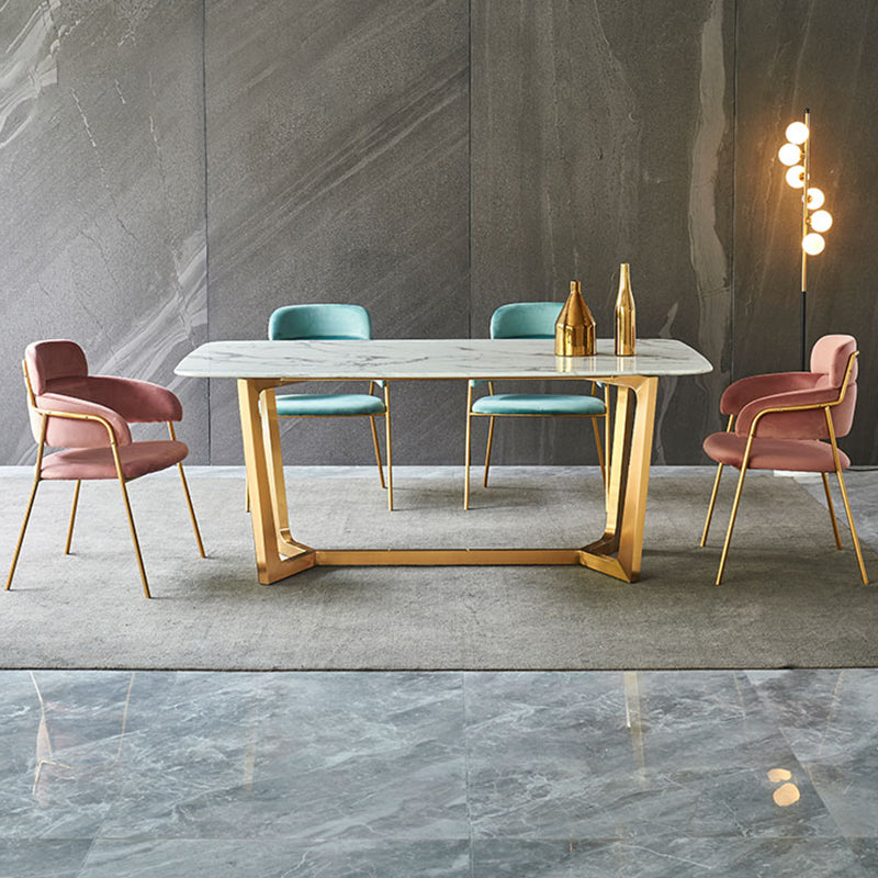 Glam Upholstered Arm Chair Velvet Open Back Dining Chair with Gold Legs